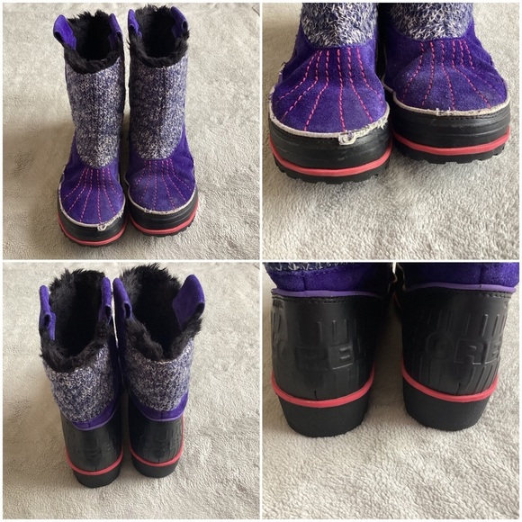 Sorel Tivoli II Suede Fur Lined Waterproof Pull-On Boot Purple Metallic Knit 6 - Picture 3 of 17